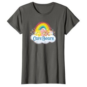 Care Bears Rainbow Cloud Charcoal Gray Graphic T-Shirt Cheer Share Good Luck XL